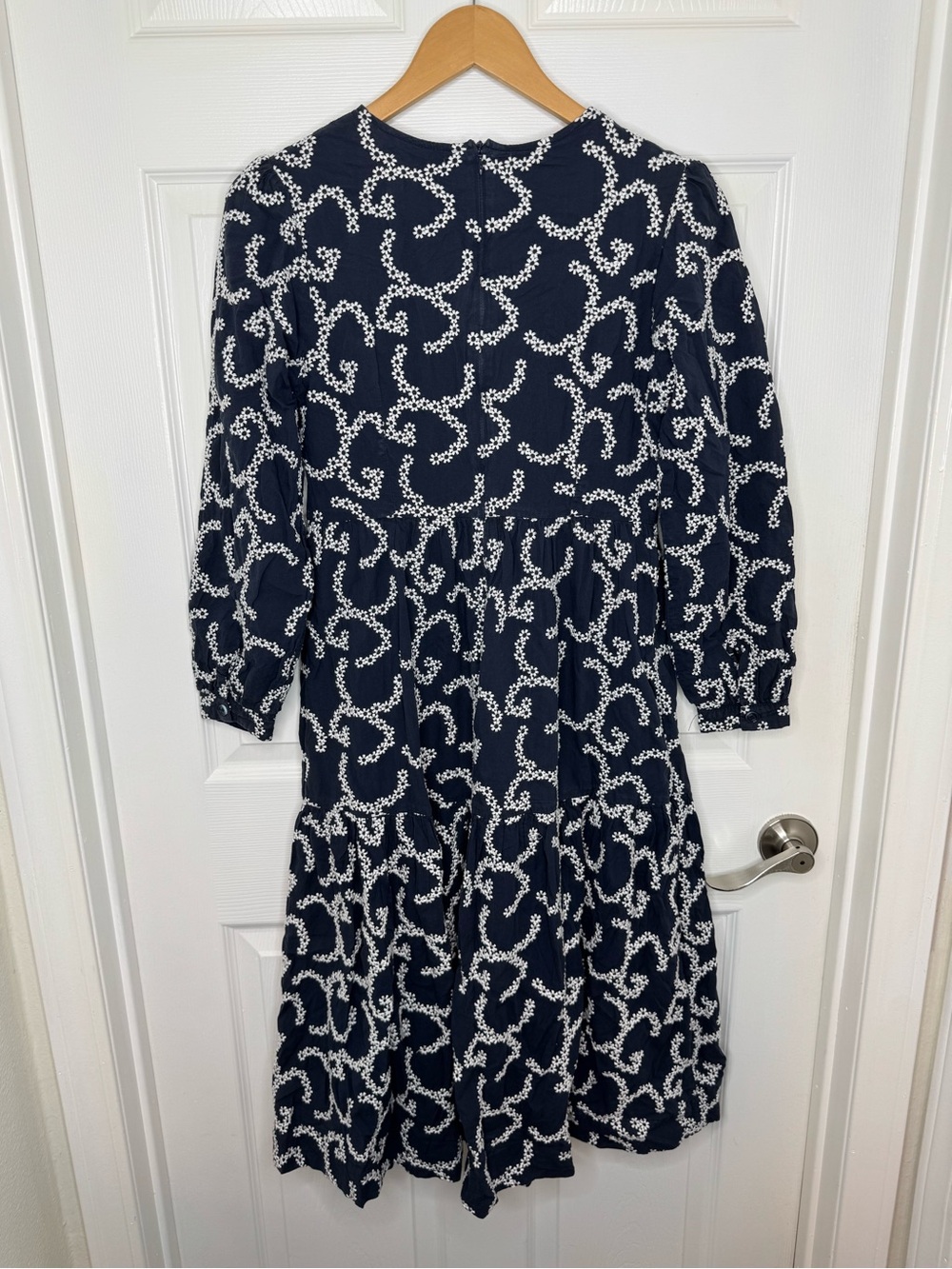 The Middle Navy Blue Daisy Eyelet Embroidered Tiered Midi Dress S
